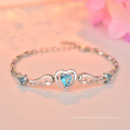 Engelsflügel blaue Diamantarmbänder Frauen, 925 Sterling Silber Charm Kette Herzarmbänder Schmuck Geschenk für Liebhaber